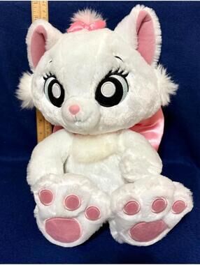Disney Plush Aristocats Big Feet Marie 14" Cat Pink White Stuffed Animal Toy